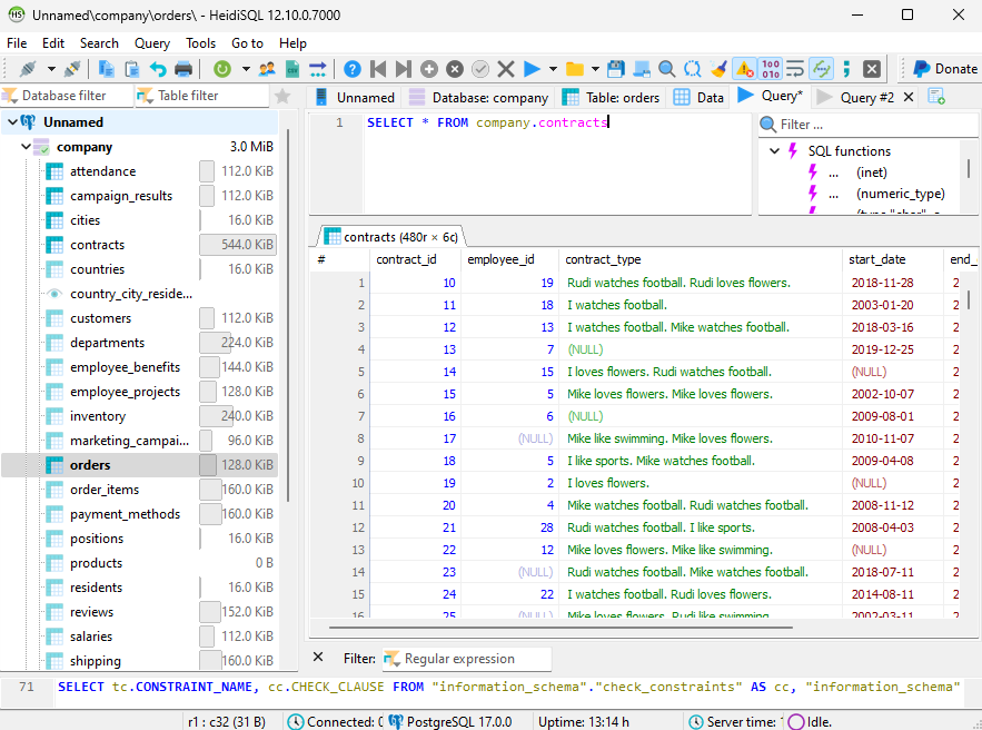 HeidiSQL SQL Query View