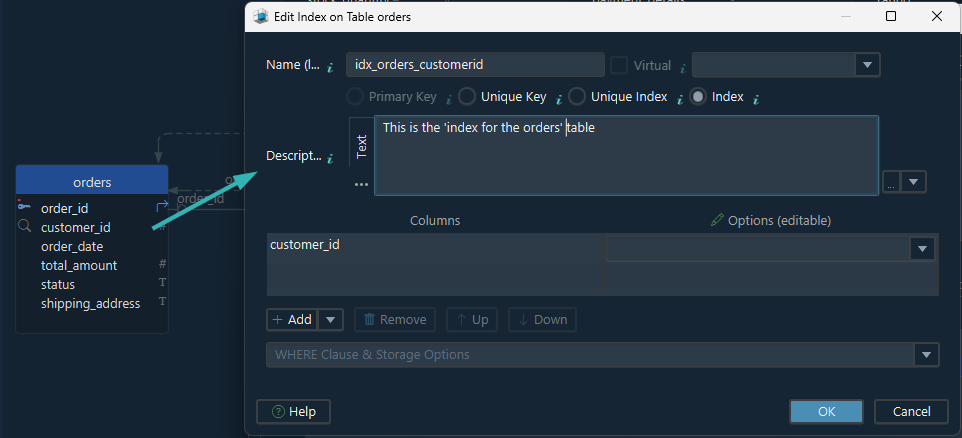 Create Index with DbSchema Tool