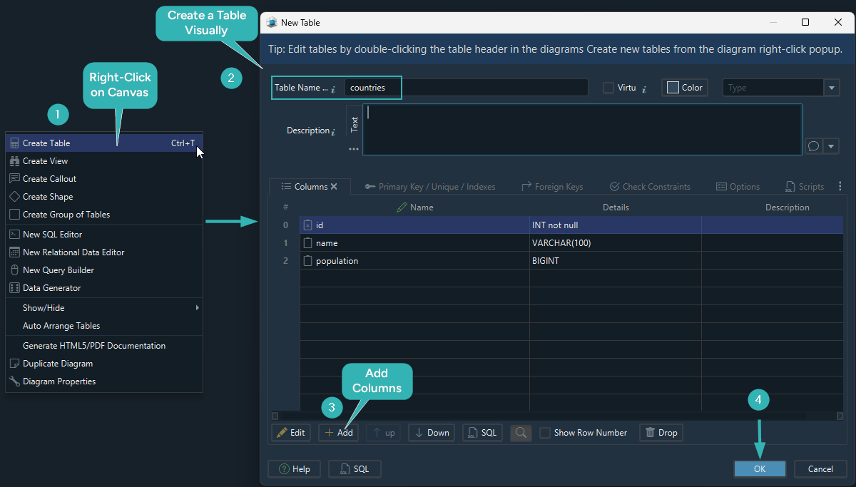 MySQL Visual Design - Step 1