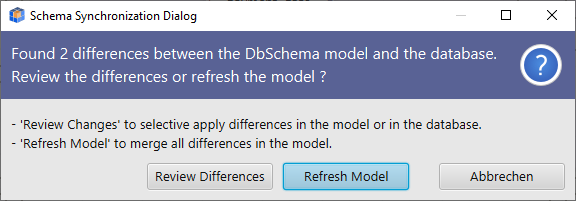 Refresh schema review differences