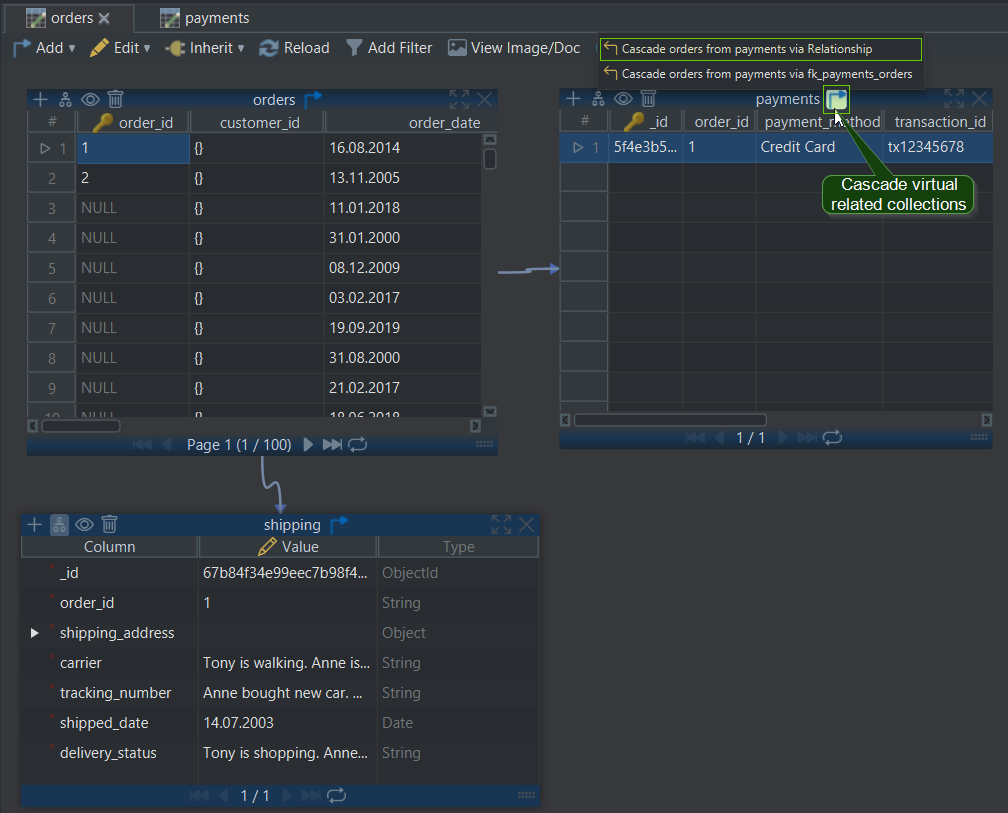 Relational Data Explorer in MongoDB