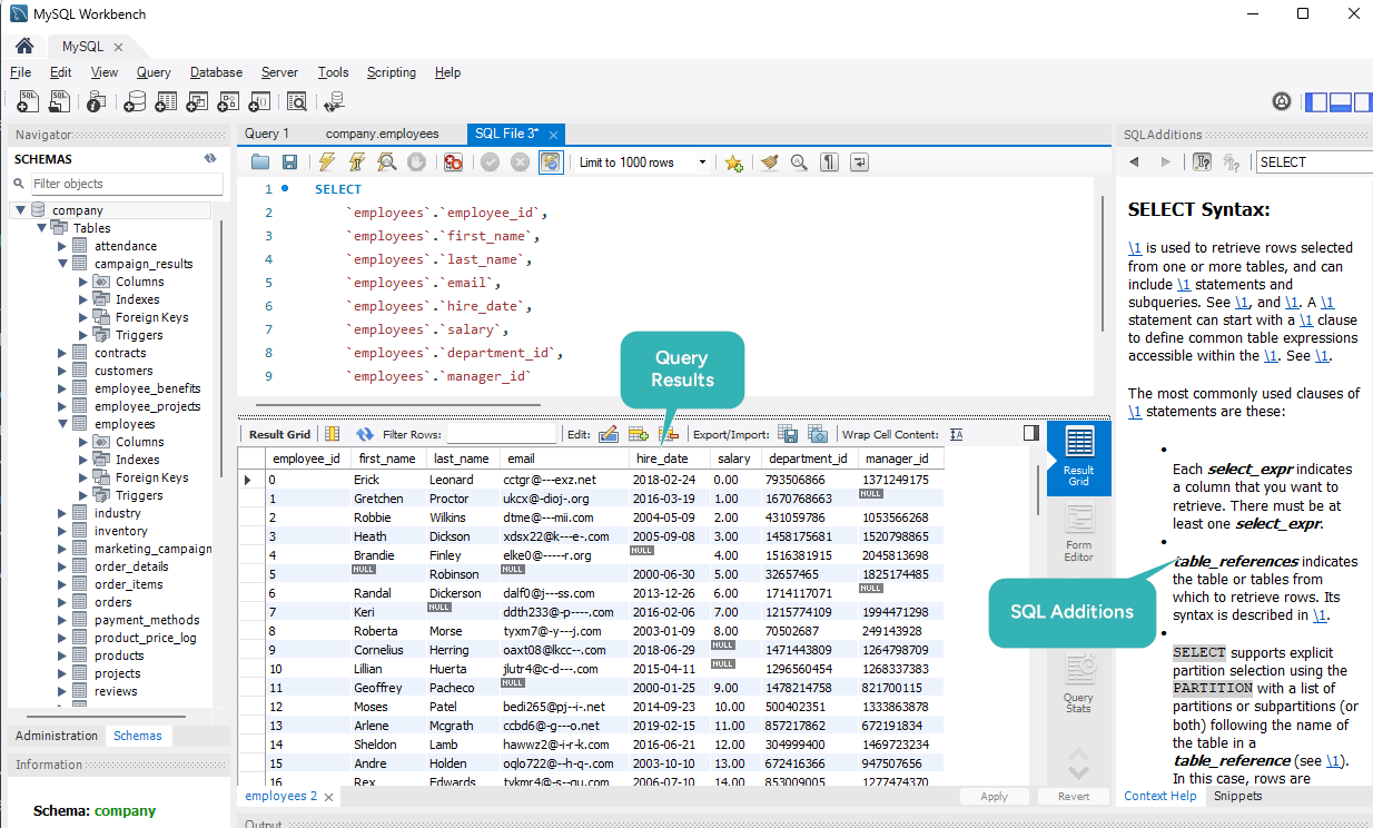 MySQL Workbench SQL Editor