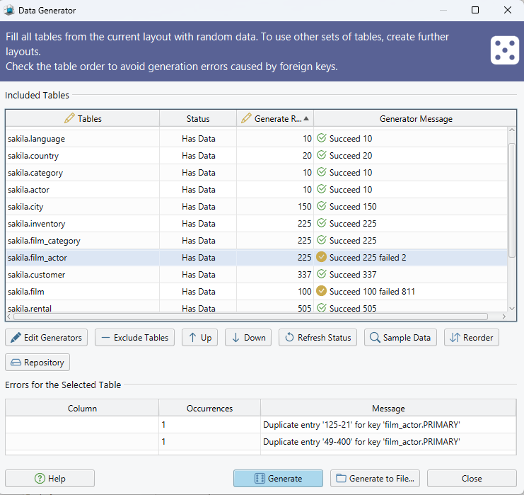 MySQL Data Generator