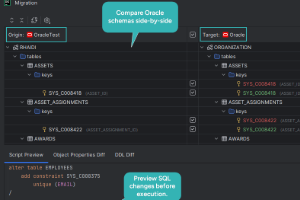 DataGrip schema comparison panel