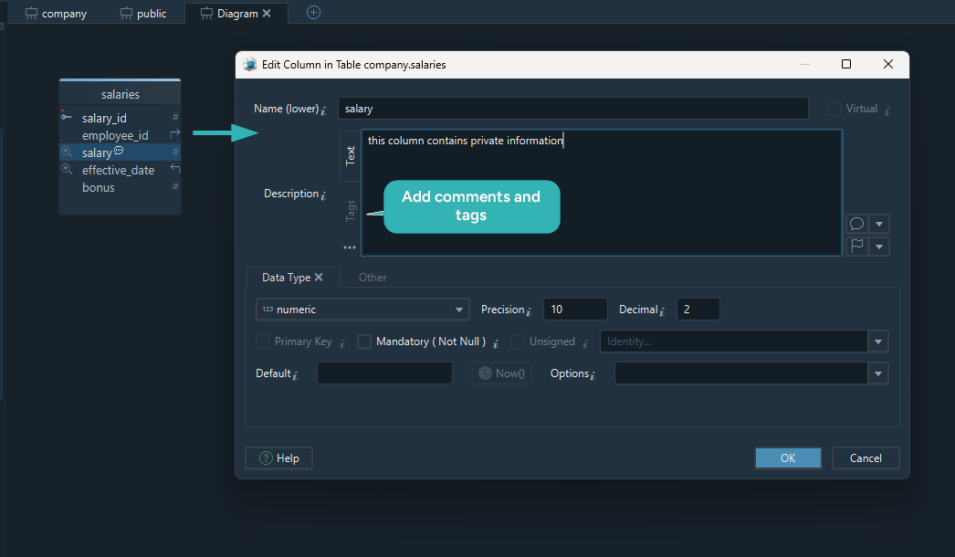 Descriptions in schema