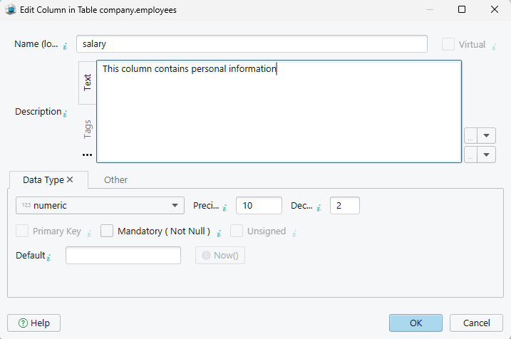 Comments and tags in PostgreSQL