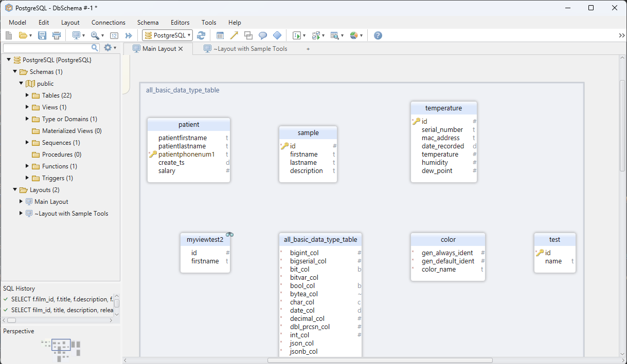 dbschema show tables