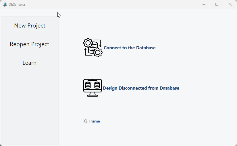 DbSchema Welcome Screen