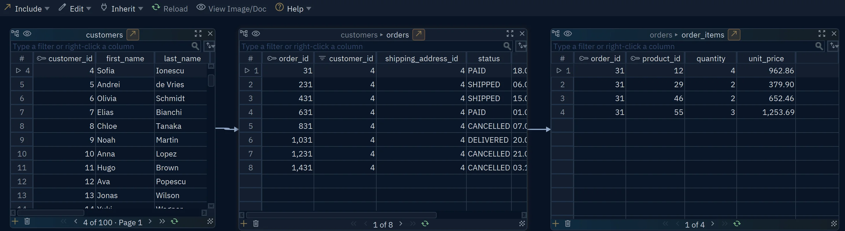 Explore data and build SQL queries across SQL and NoSQL databases